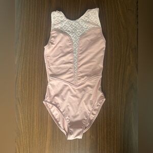 Danse De Paris Women's Blush Leotard, XS, Lace-Back and Bodice Accents